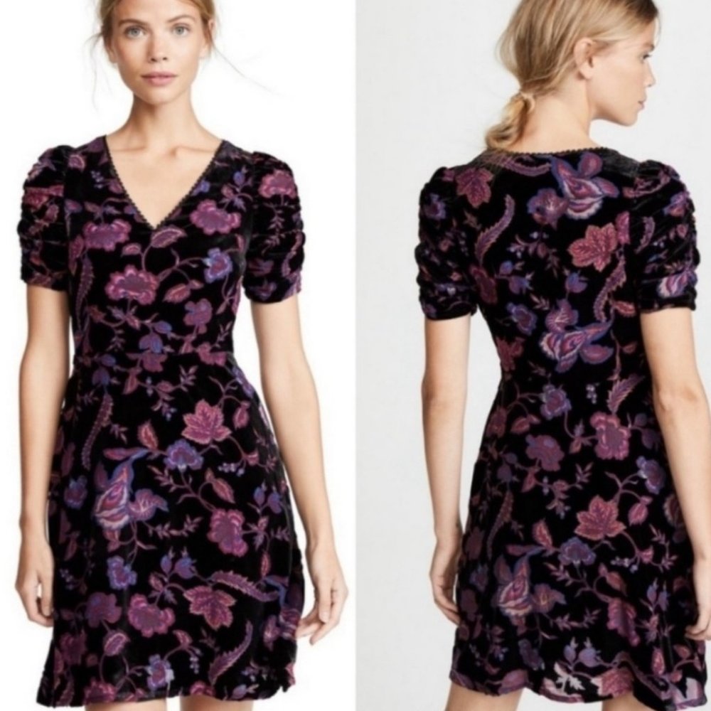 *Rebecca Minkoff Black Purple Floral Velve…